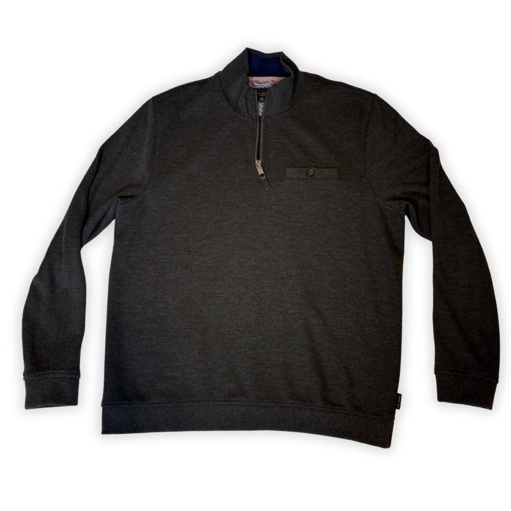 TED BAKER Curbing Slim Fit Quarter Zip Pullover Sweater Size 5, US Size‎ XL